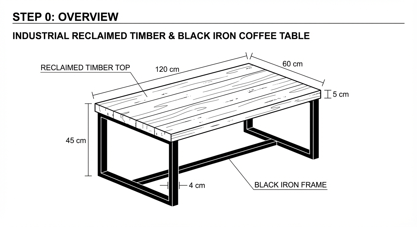 Industrial pipe and reclaimed wood coffee table with lower shelf