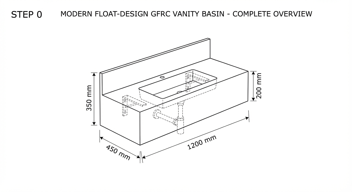GFRC concrete sink basin for bathroom vanity