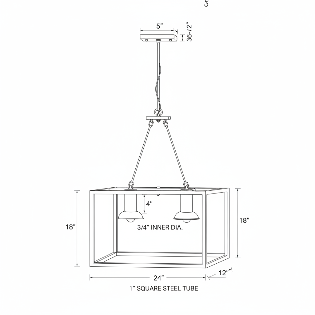 Industrial pendant lamp frame from steel tubing