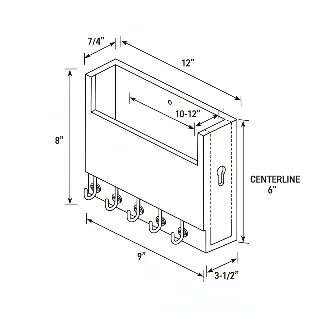 Wall-mounted key holder with mail slot compartment
