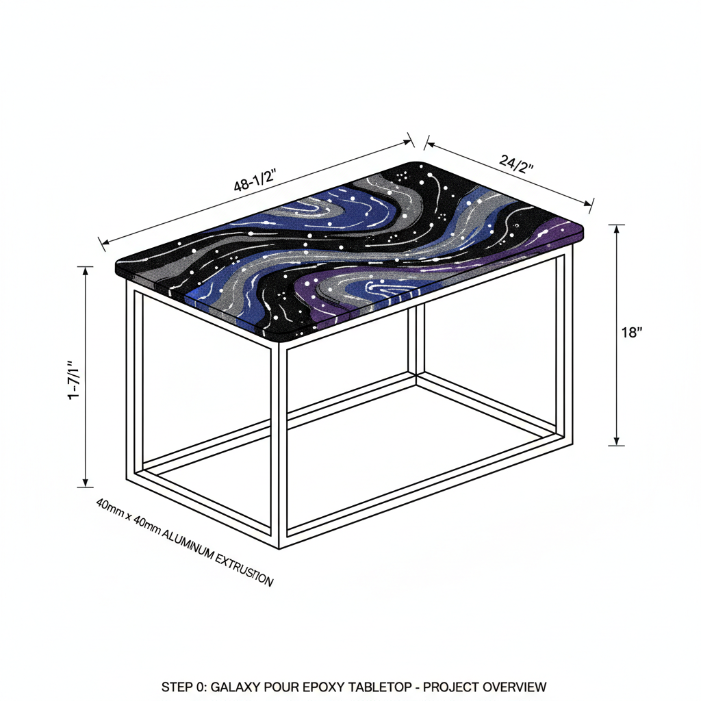 Galaxy pour epoxy tabletop with stars and nebula effect