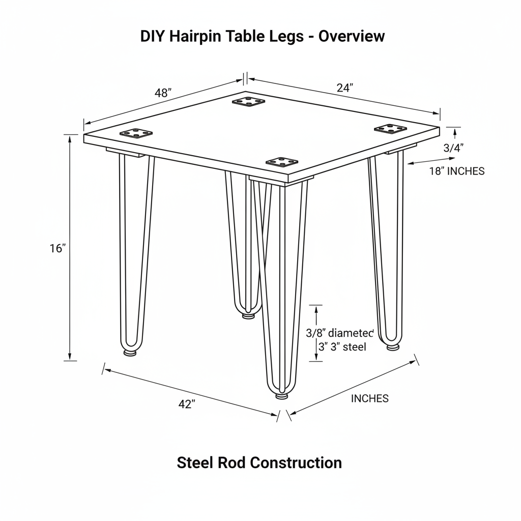 DIY hairpin table legs set from steel rod