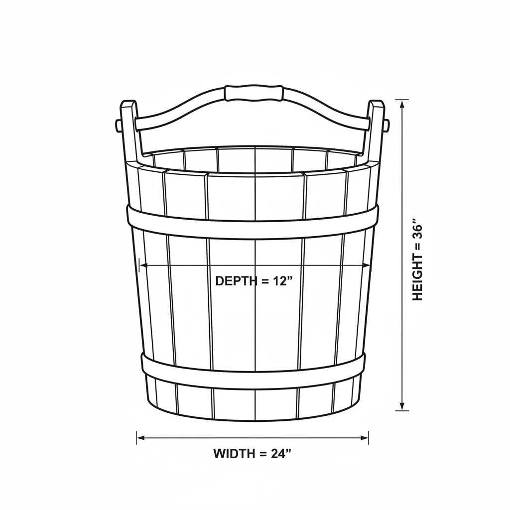 A bucket made out of wood.