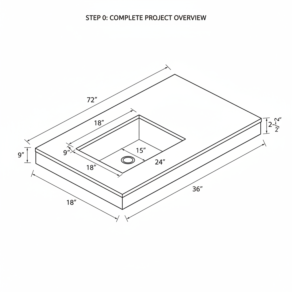 Cement countertop with integrated sink cutout