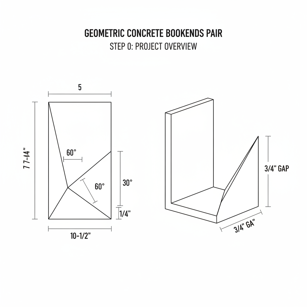 Geometric concrete bookends pair