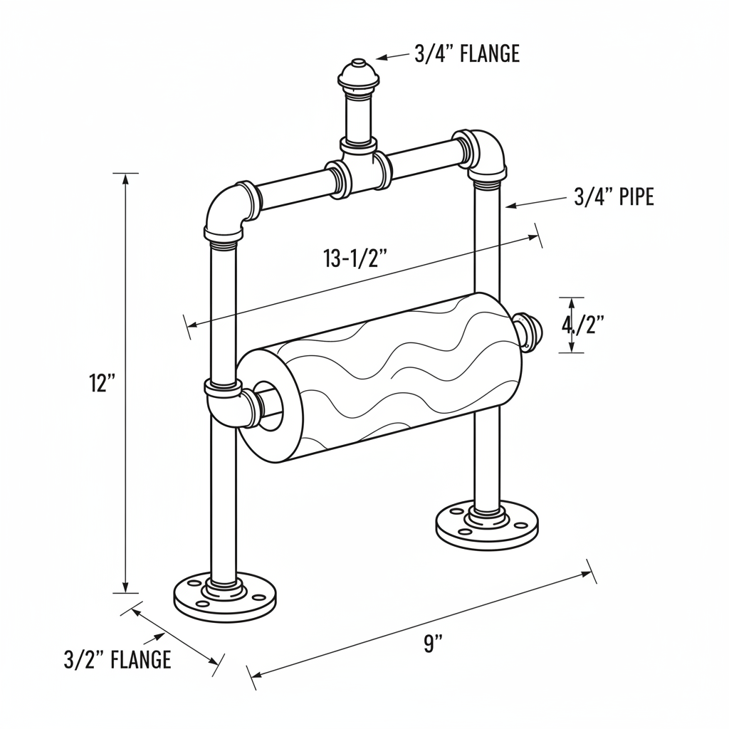 Industrial paper towel holder from pipe fittings