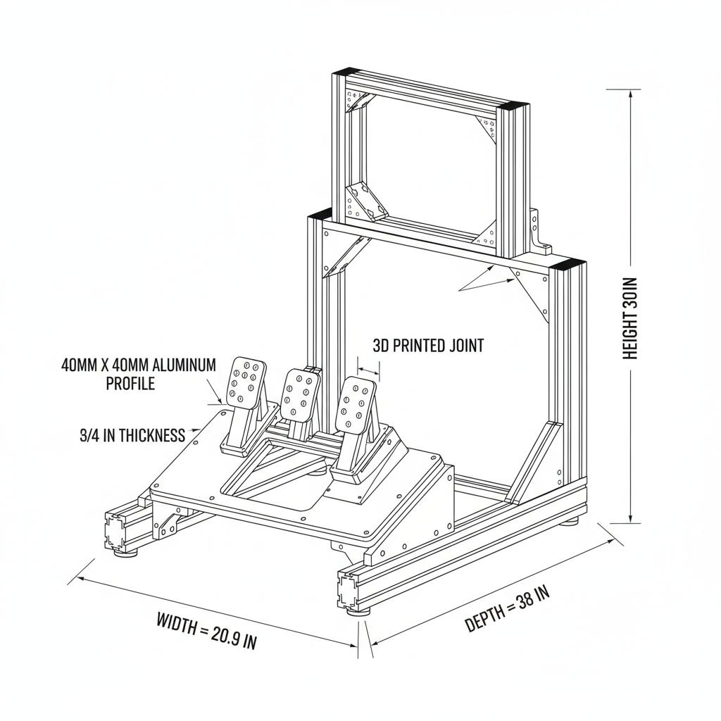Pedal stand for sim-racing with support for inverted pedals, angle and distance