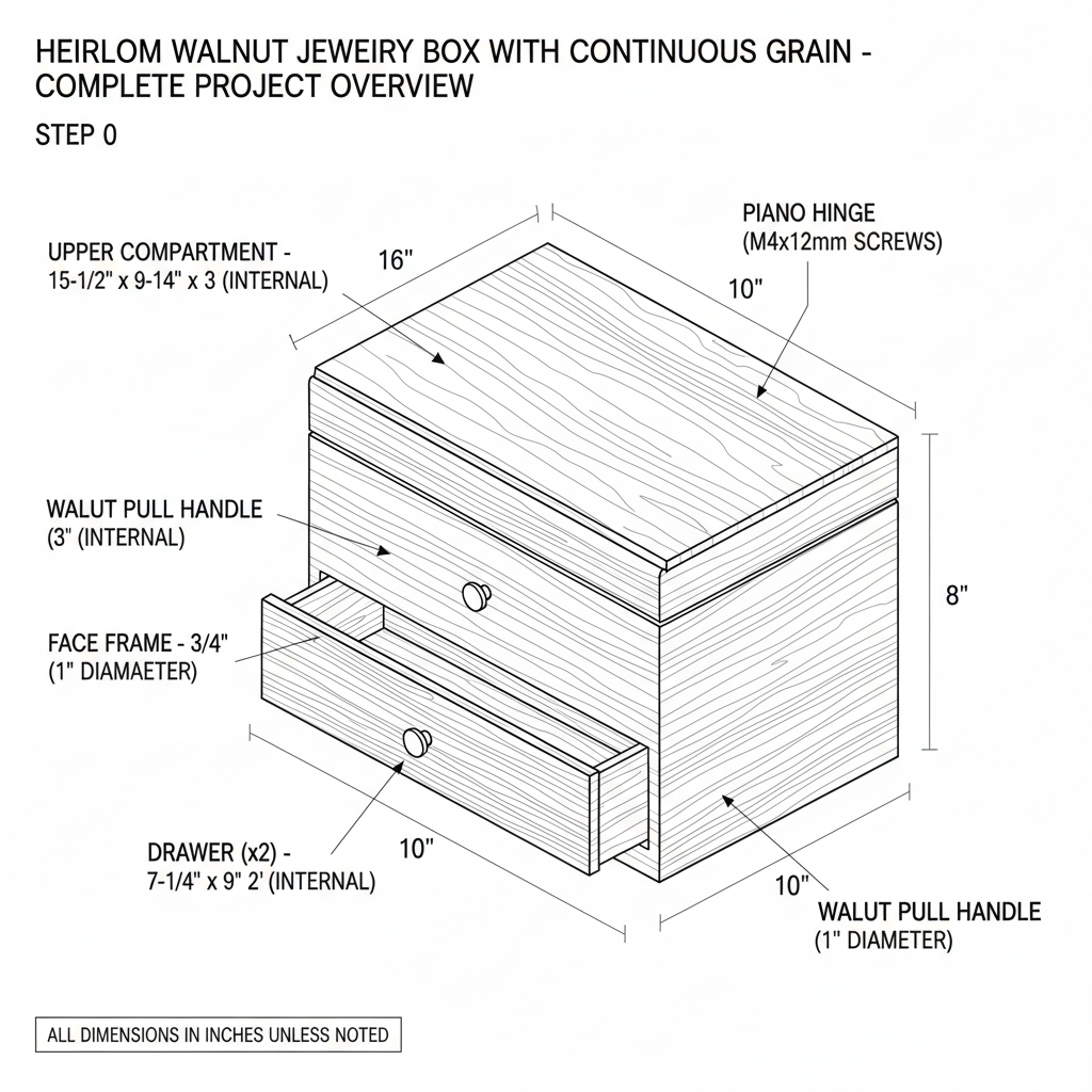 Dovetailed jewelry box with velvet-lined compartments