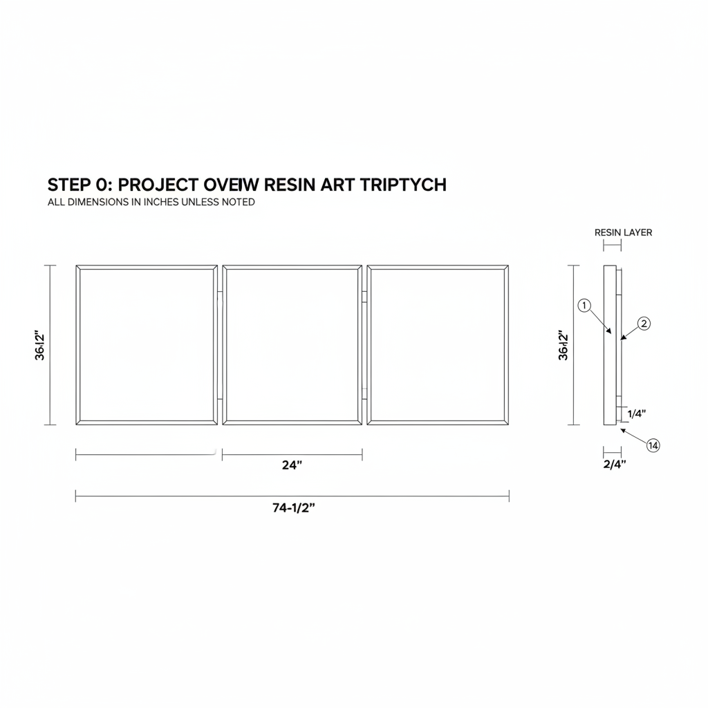 Resin art panels triptych with metallic pigments