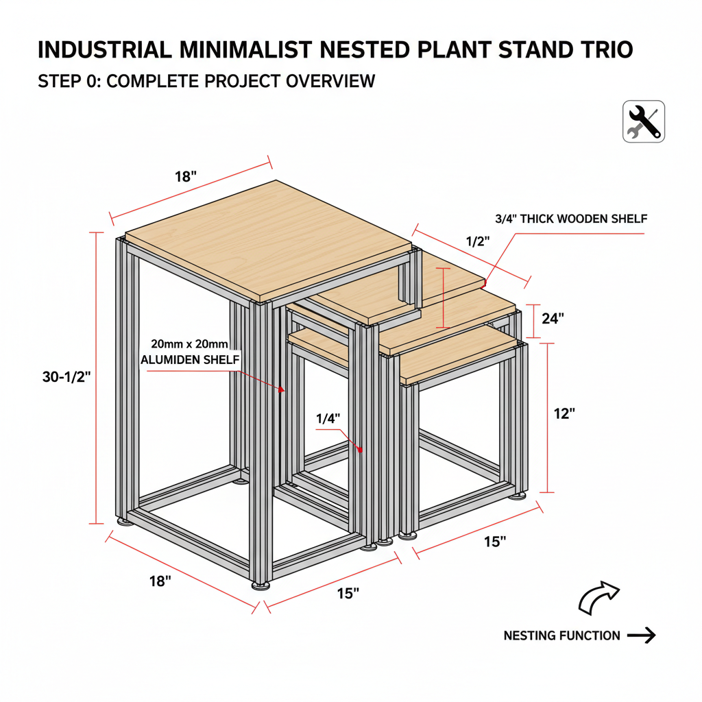 Welded metal plant stand trio in varying heights
