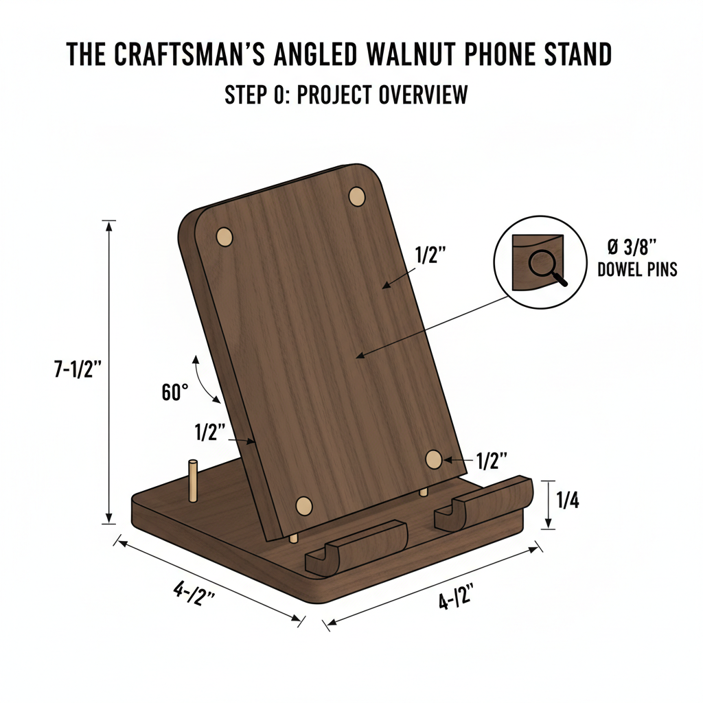 The Craftsman's Angled Walnut Phone Stand - Build Plan | TigerDen
