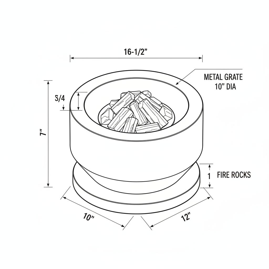 Cast concrete fire bowl for tabletop