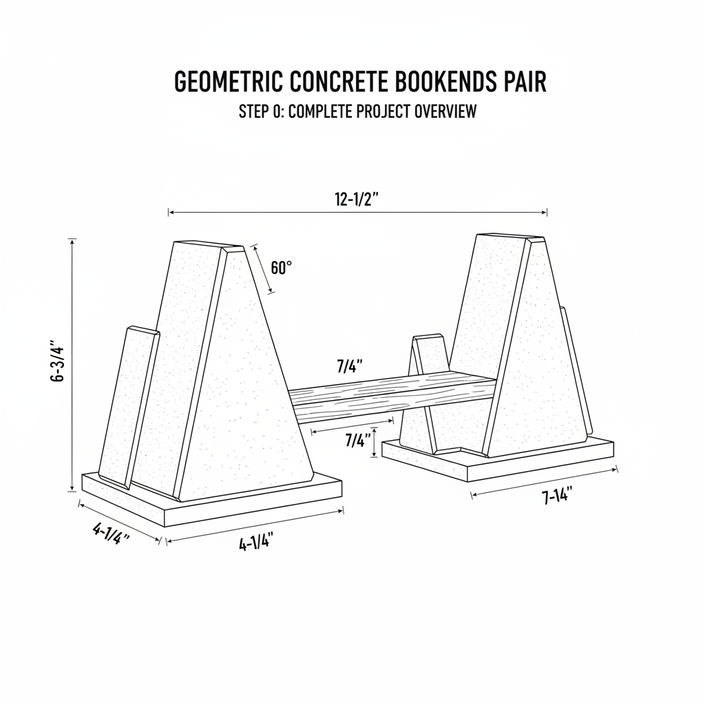 Geometric concrete bookends pair