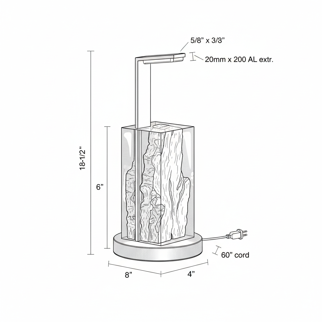 Resin and burl wood lamp base with integrated LED