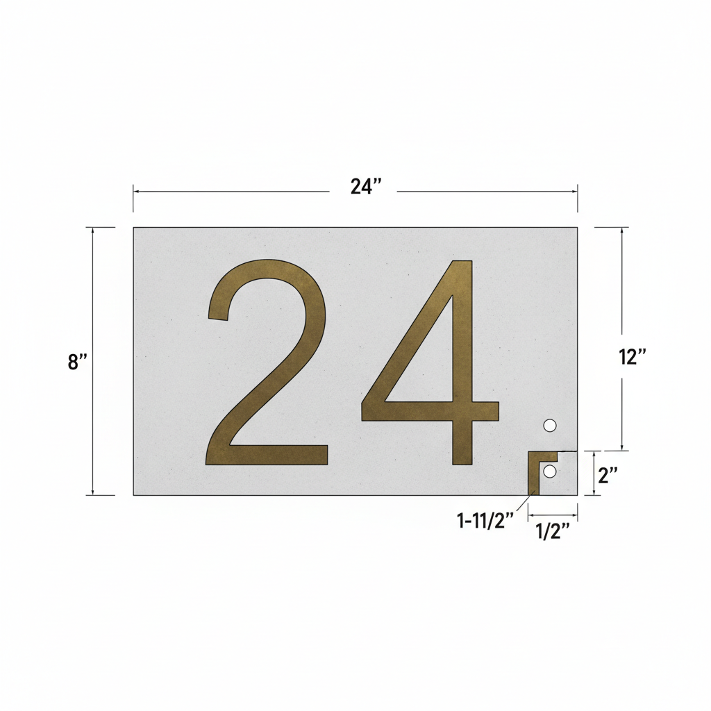 Cast concrete house numbers with modern typography