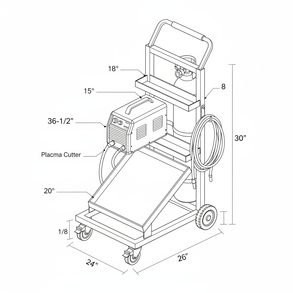 Metal welding cart with wheels