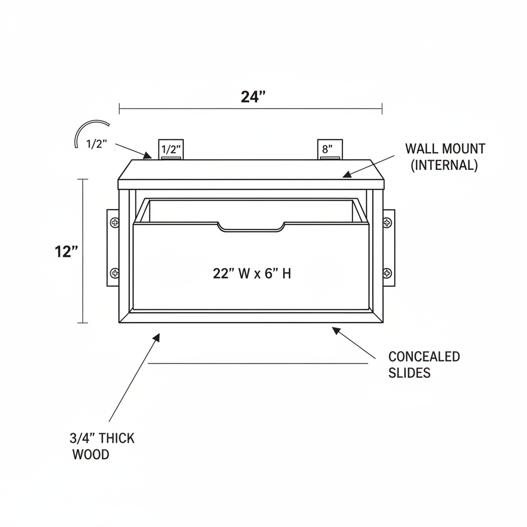 Floating nightstand with hidden drawer using concealed slides