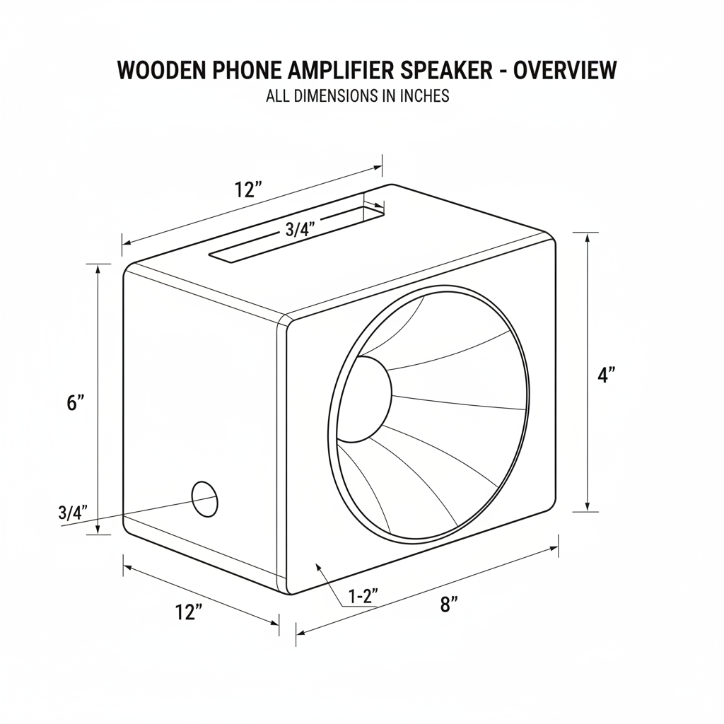Wooden phone amplifier speaker using acoustic horn design