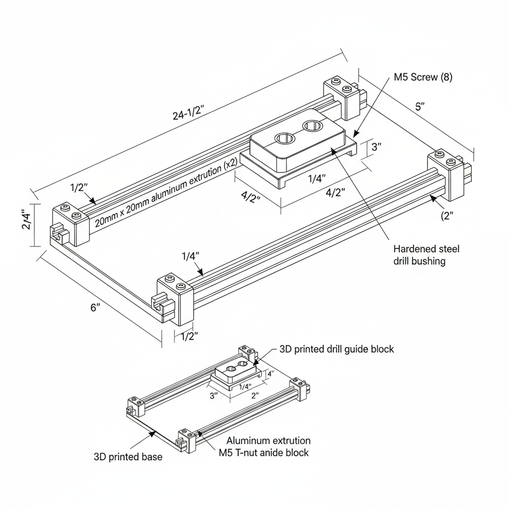 3D printed jig for perfect shelf pin drilling