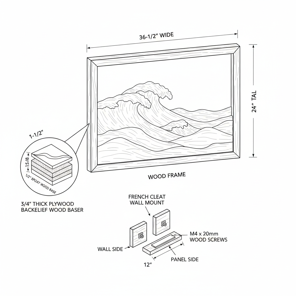 Ocean wave epoxy wall art panel - three dimensional effect