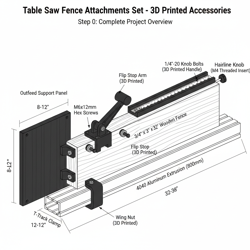 Table saw fence attachments set - 3D printed accessories