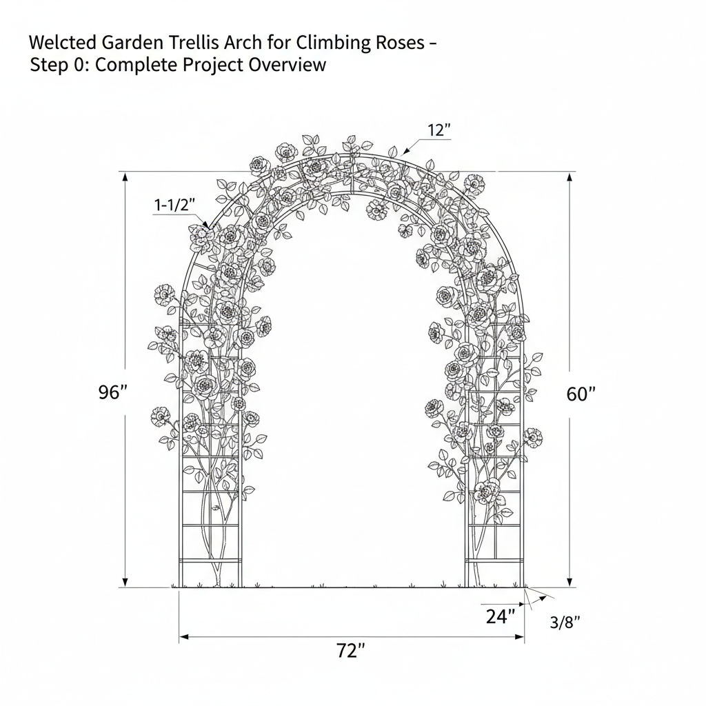 Welded garden trellis arch for climbing roses