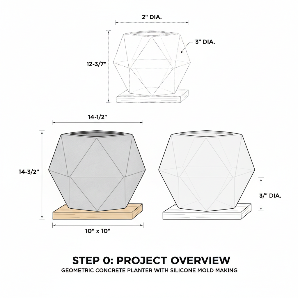 Geometric concrete planter with silicone mold making