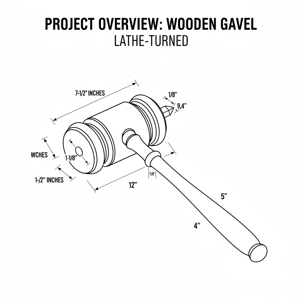 A gavel, using a Lathe technique