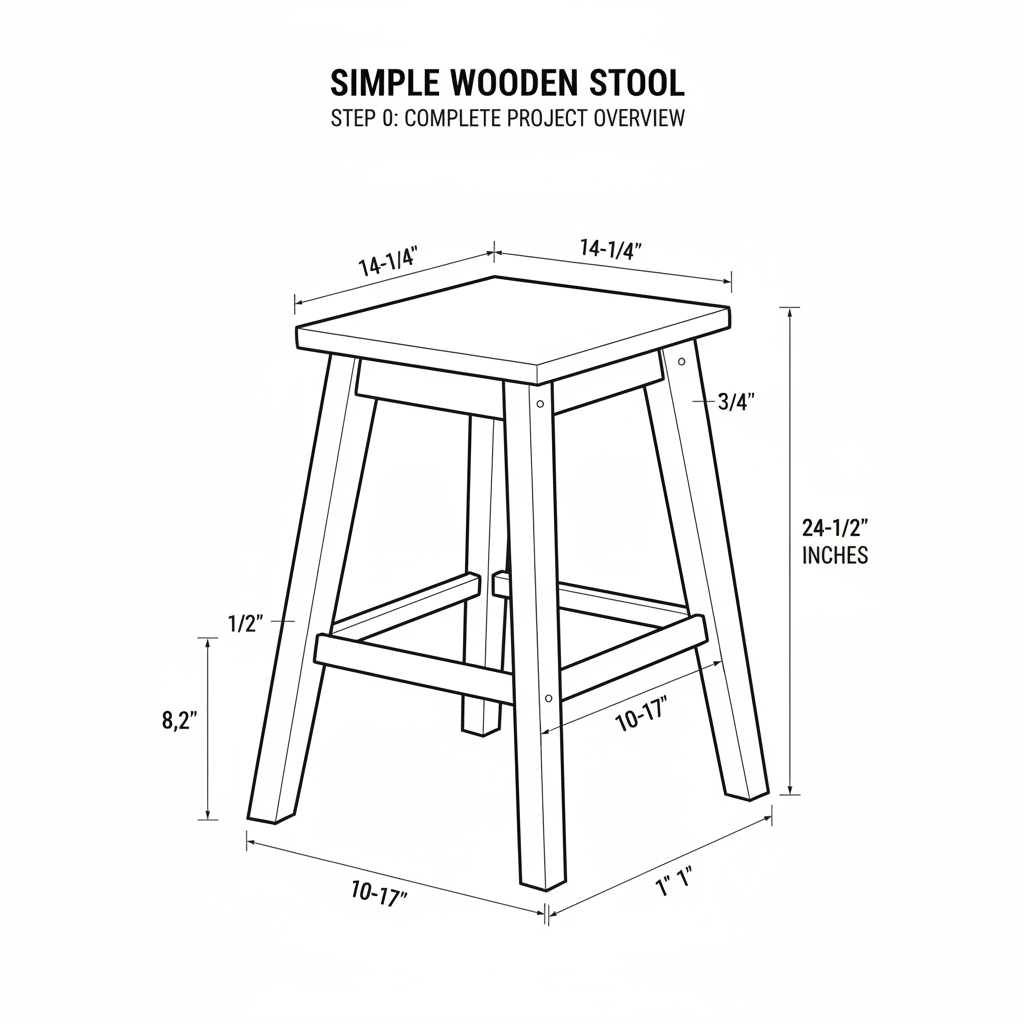 A simple wooden stool for kitchen or workshop use