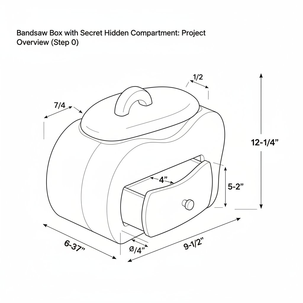 Bandsaw box with secret hidden compartment