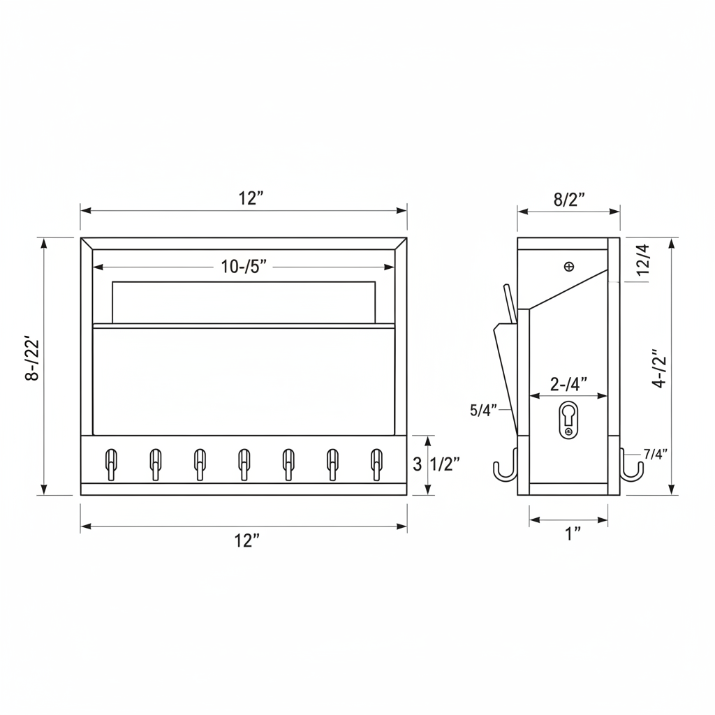 Wall-mounted key holder with mail slot compartment