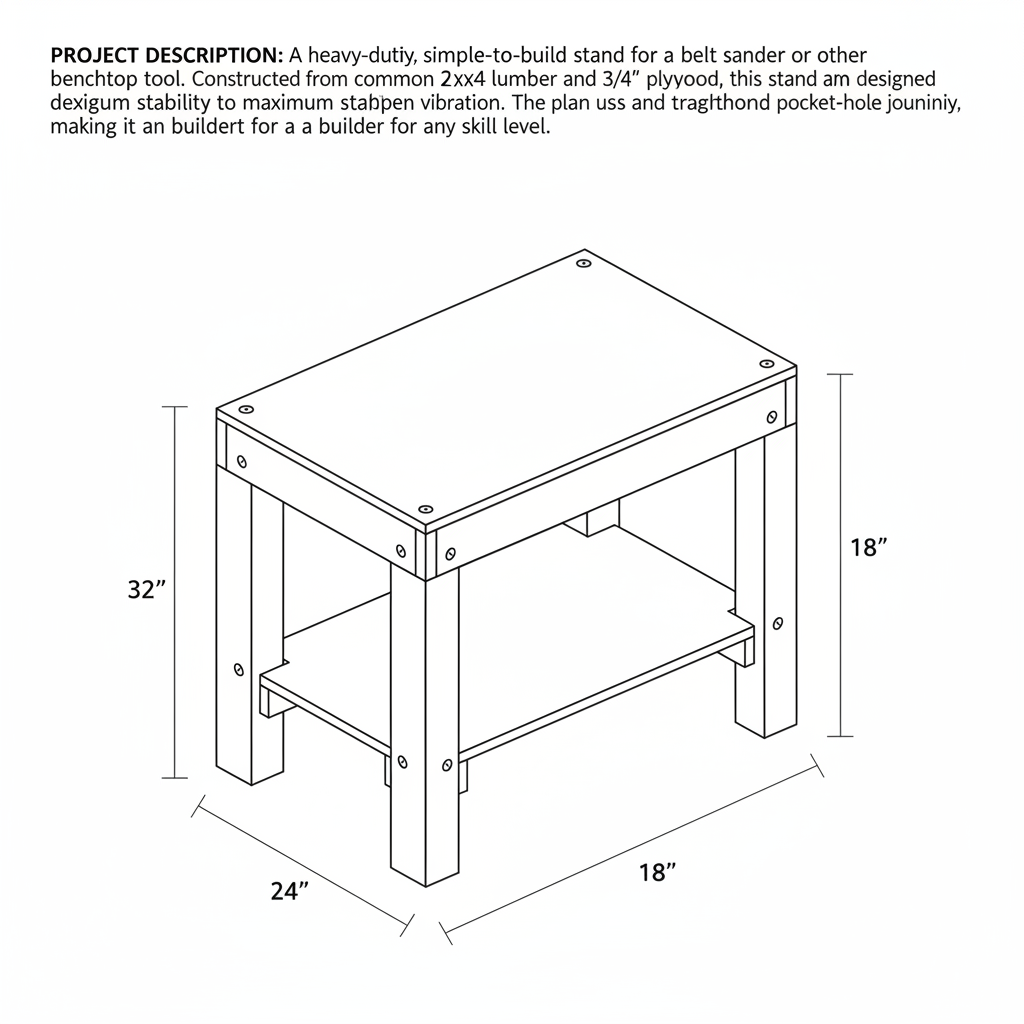 I would like to make a simple stand for a belt sander measuring 32"Hx24"Wx18"D