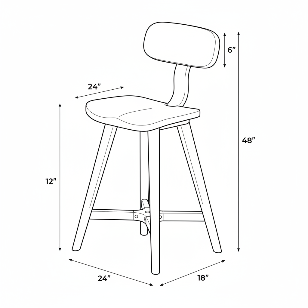 Wooden bar stool with back