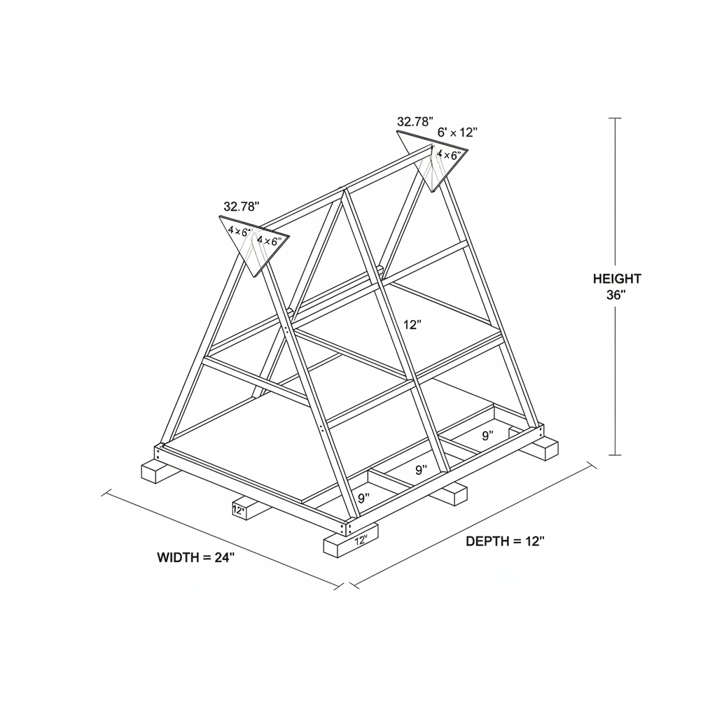 lofted A frame diy home using multiple 4'x8' skid foundations for an off grid homestead near the lake