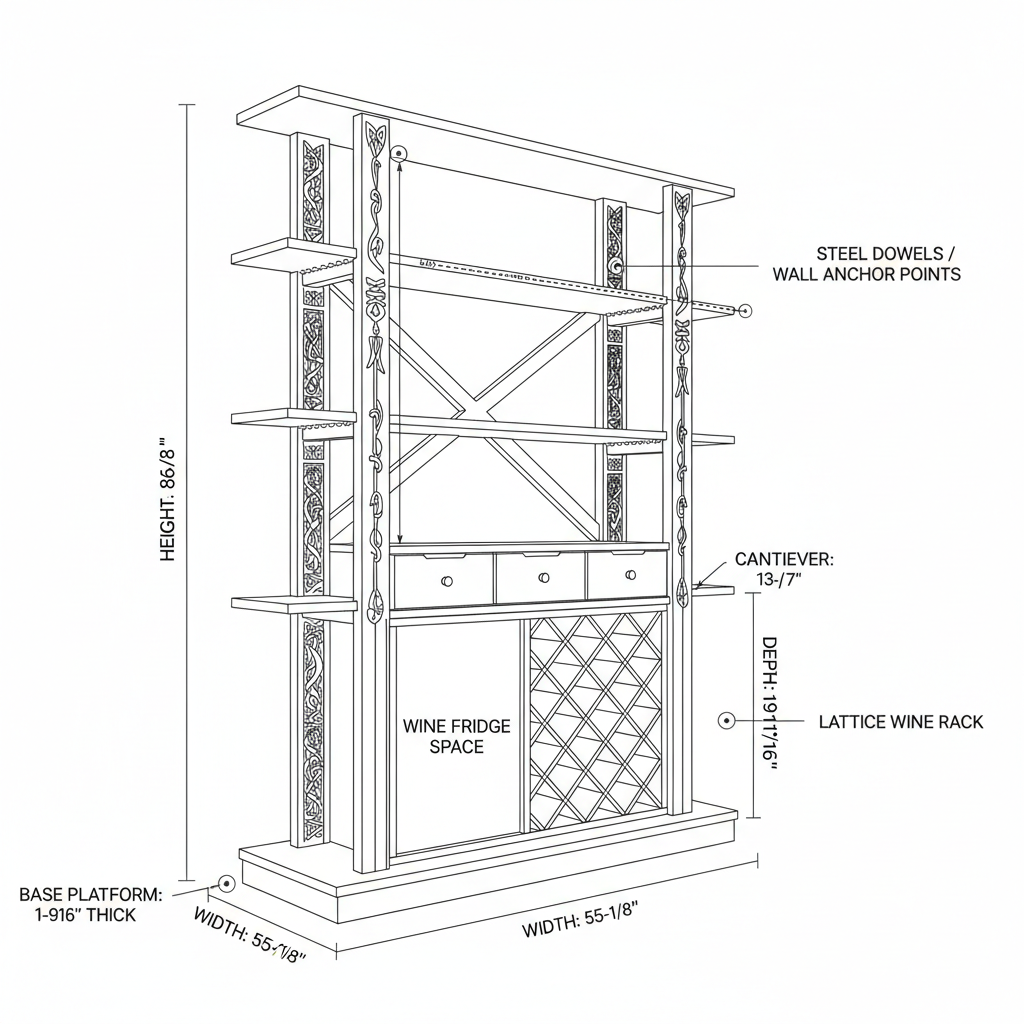 A free standing bar cabinet