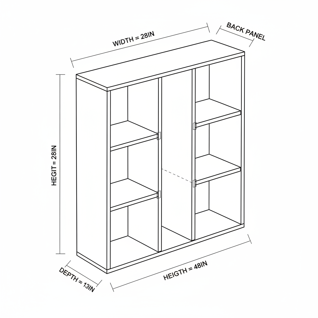 A bookshelf with three shelves maybe. Maybe cubes. Particleboard/mdf or plywood as I don’t see it being long term.