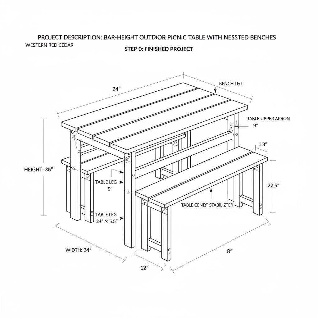 Outdoor picnic style table and benches for my new house