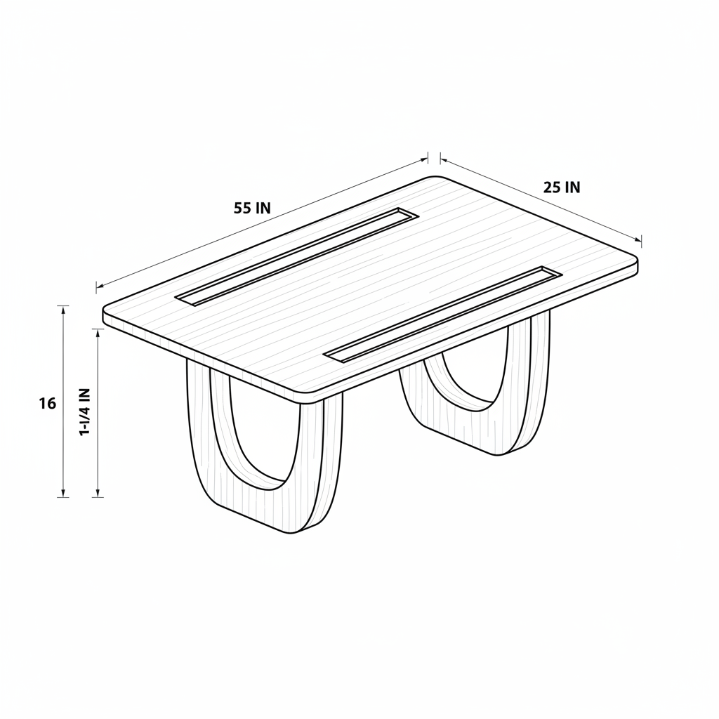 an artisan solidwood coffee table with curved legs design