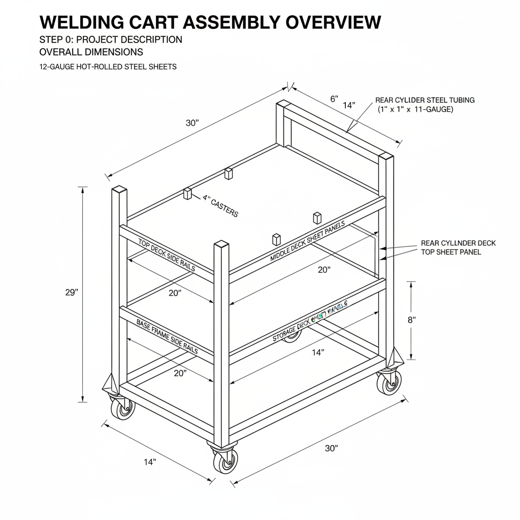 Metal welding cart with wheels