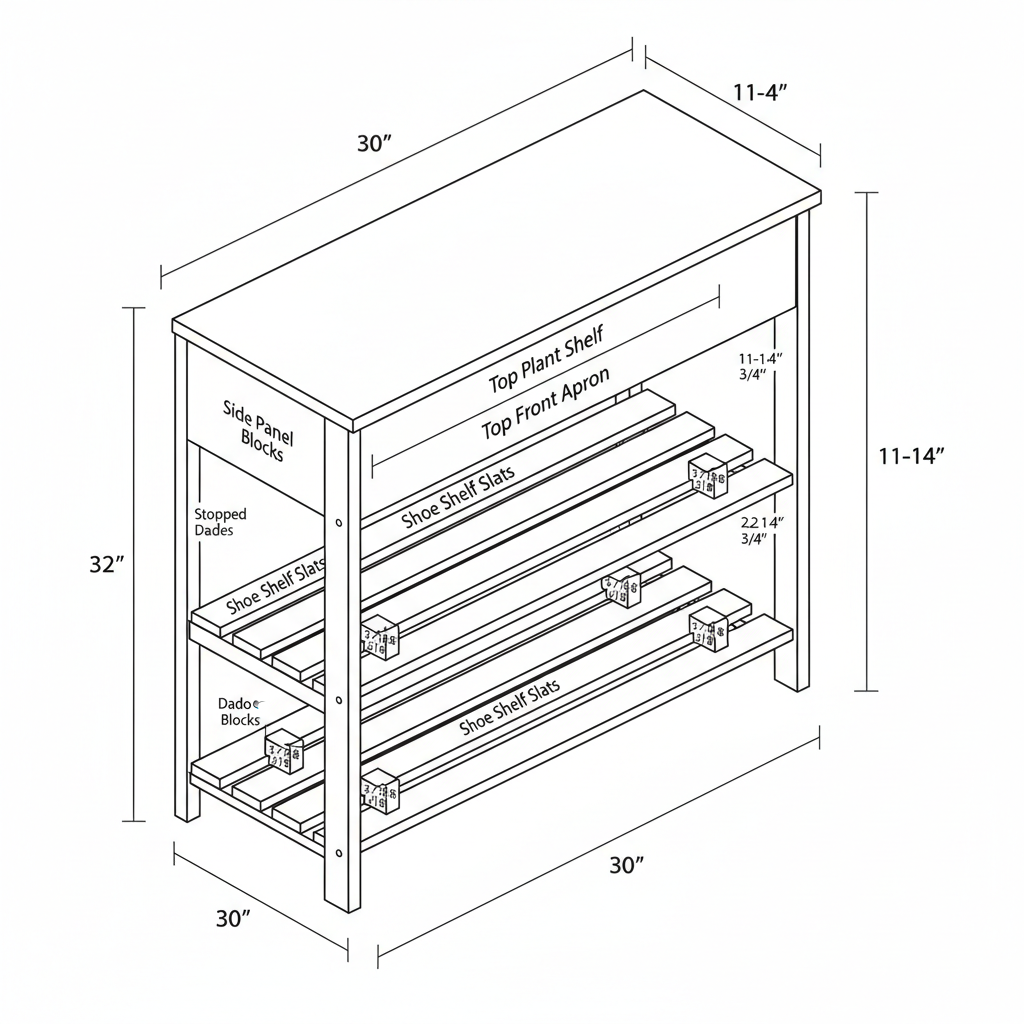 i'd like to make a two story shoe rack with space above it for plants, catch all trays, etc.