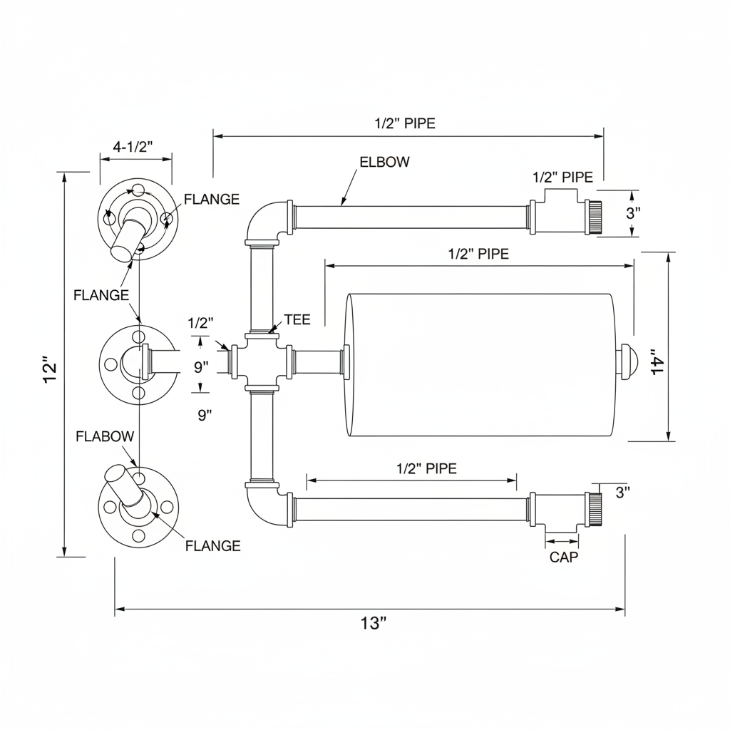 Industrial paper towel holder from pipe fittings