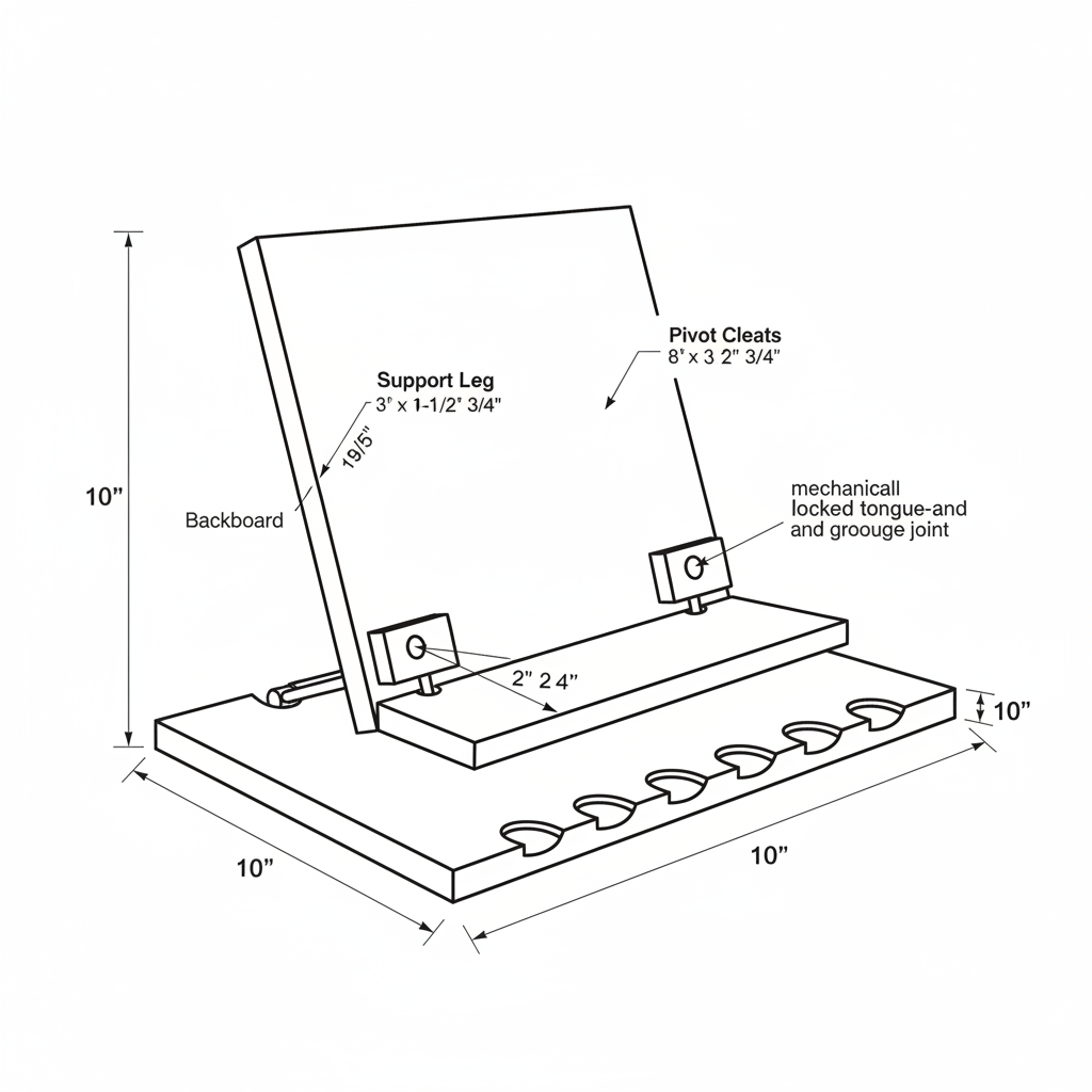 Tablet and cookbook stand with adjustable angle mechanism