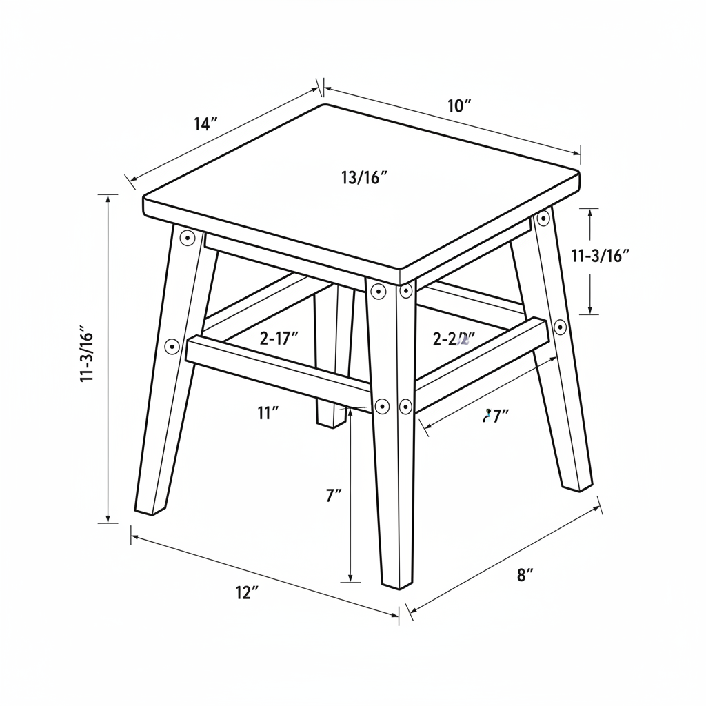 Shaker-style step stool with tapered legs and traditional joinery