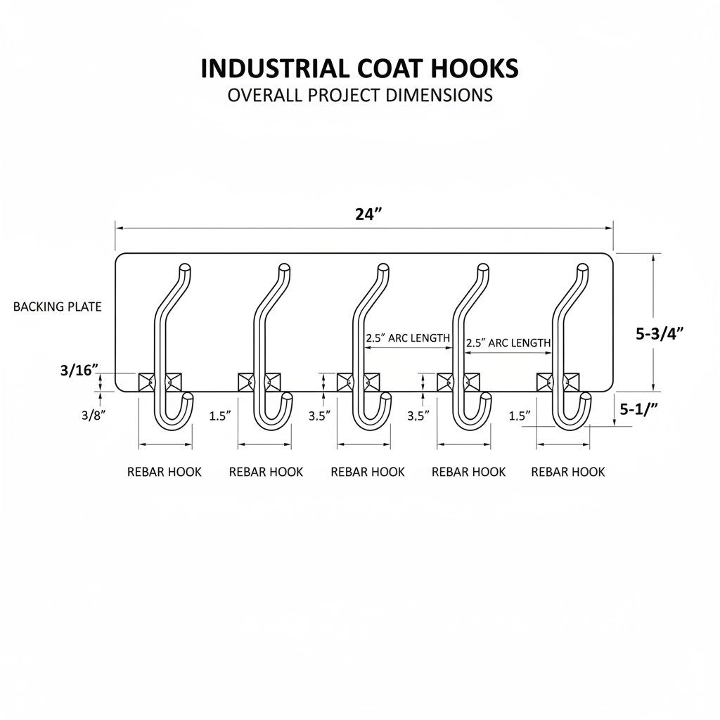 Industrial coat hooks made from bent rebar