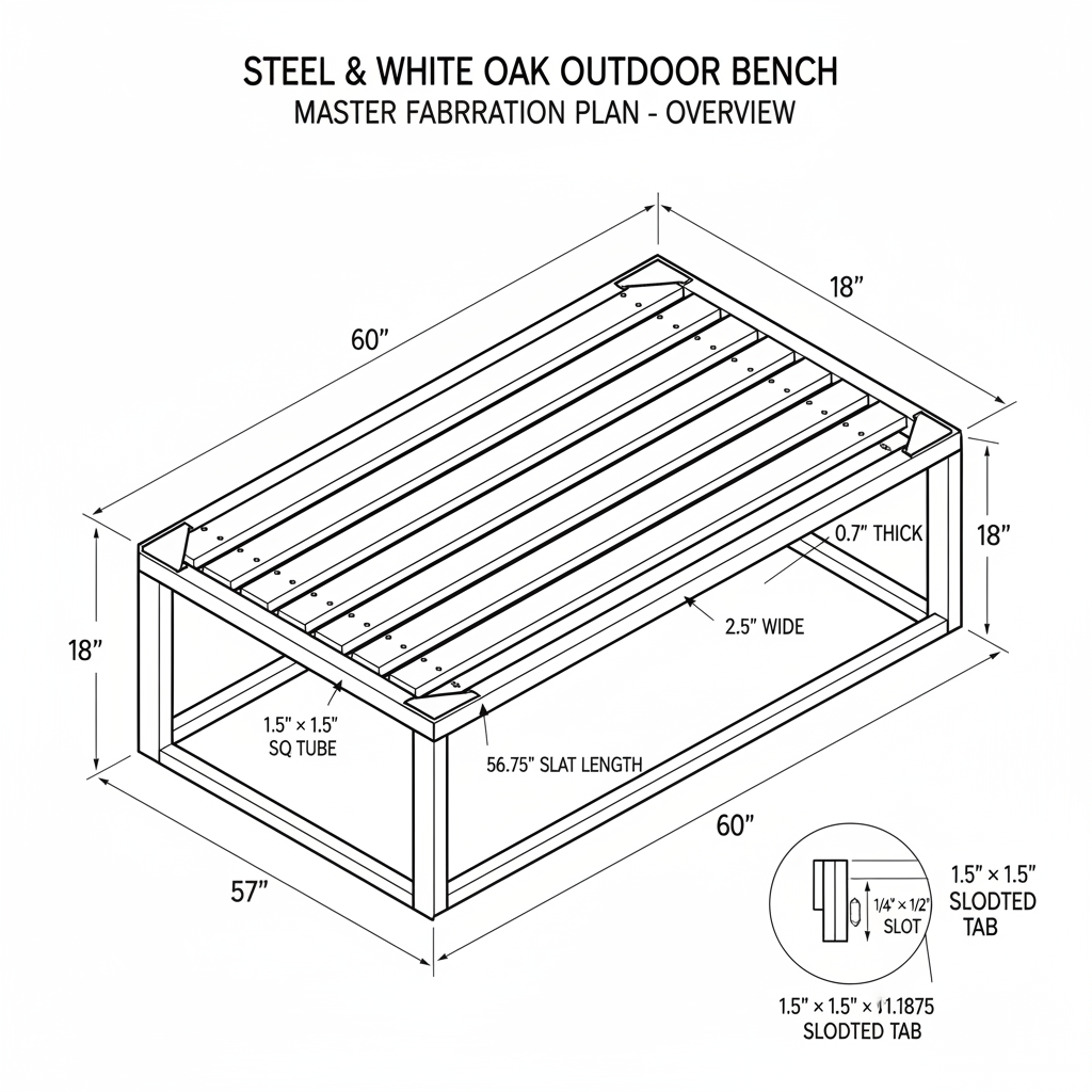 Steel frame outdoor bench with slatted wood seat