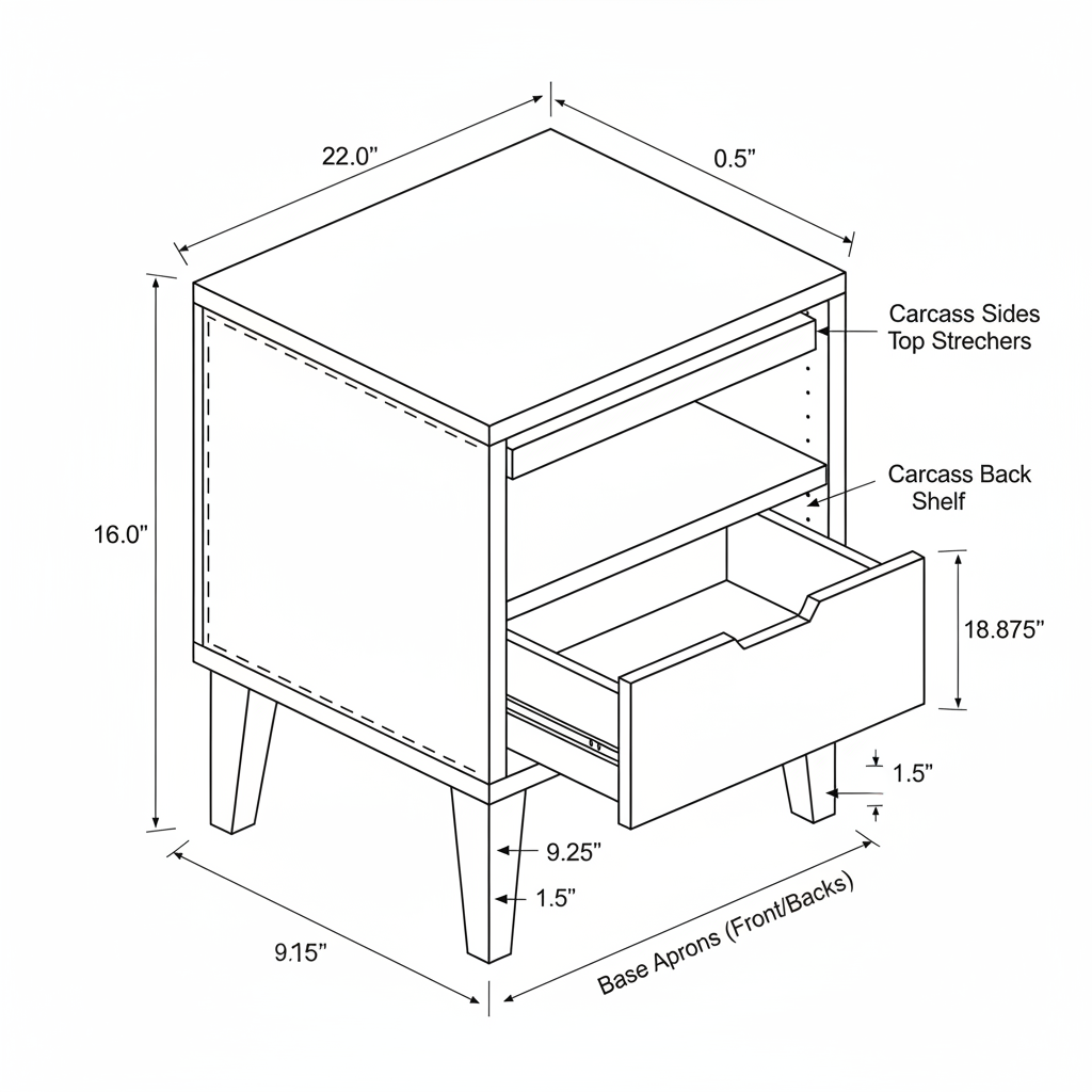 A nightstand out of walnut