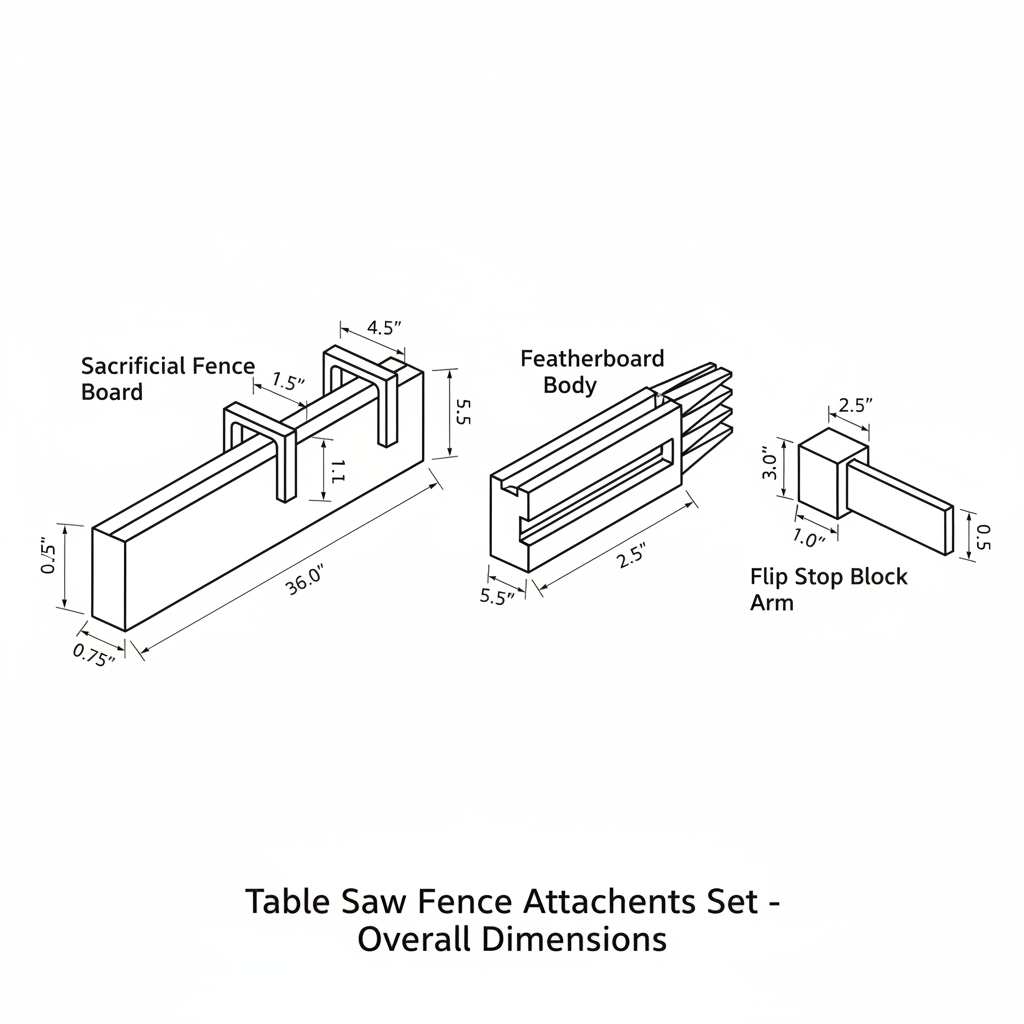 Table saw fence attachments set - 3D printed accessories