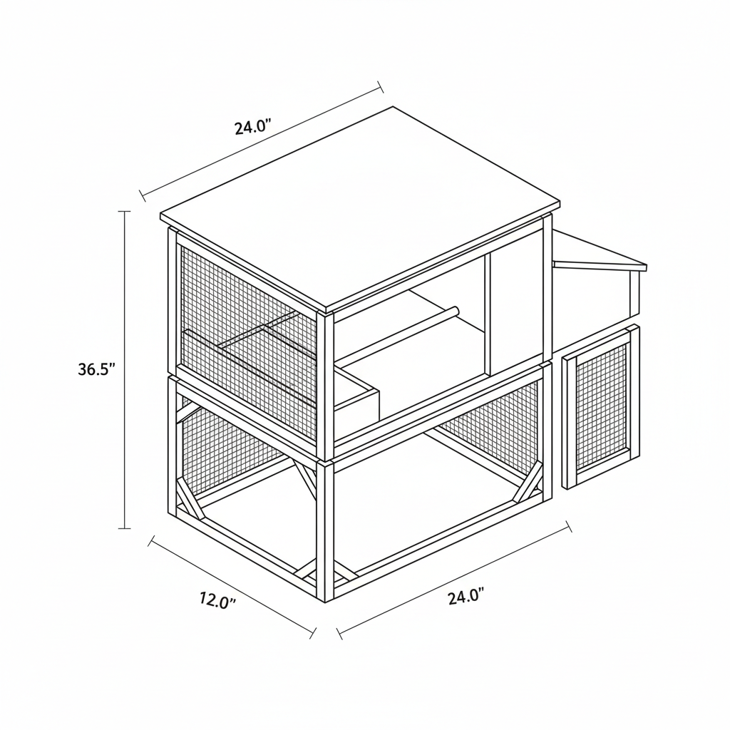 A chicken coup that can house 4 chickens safely.
