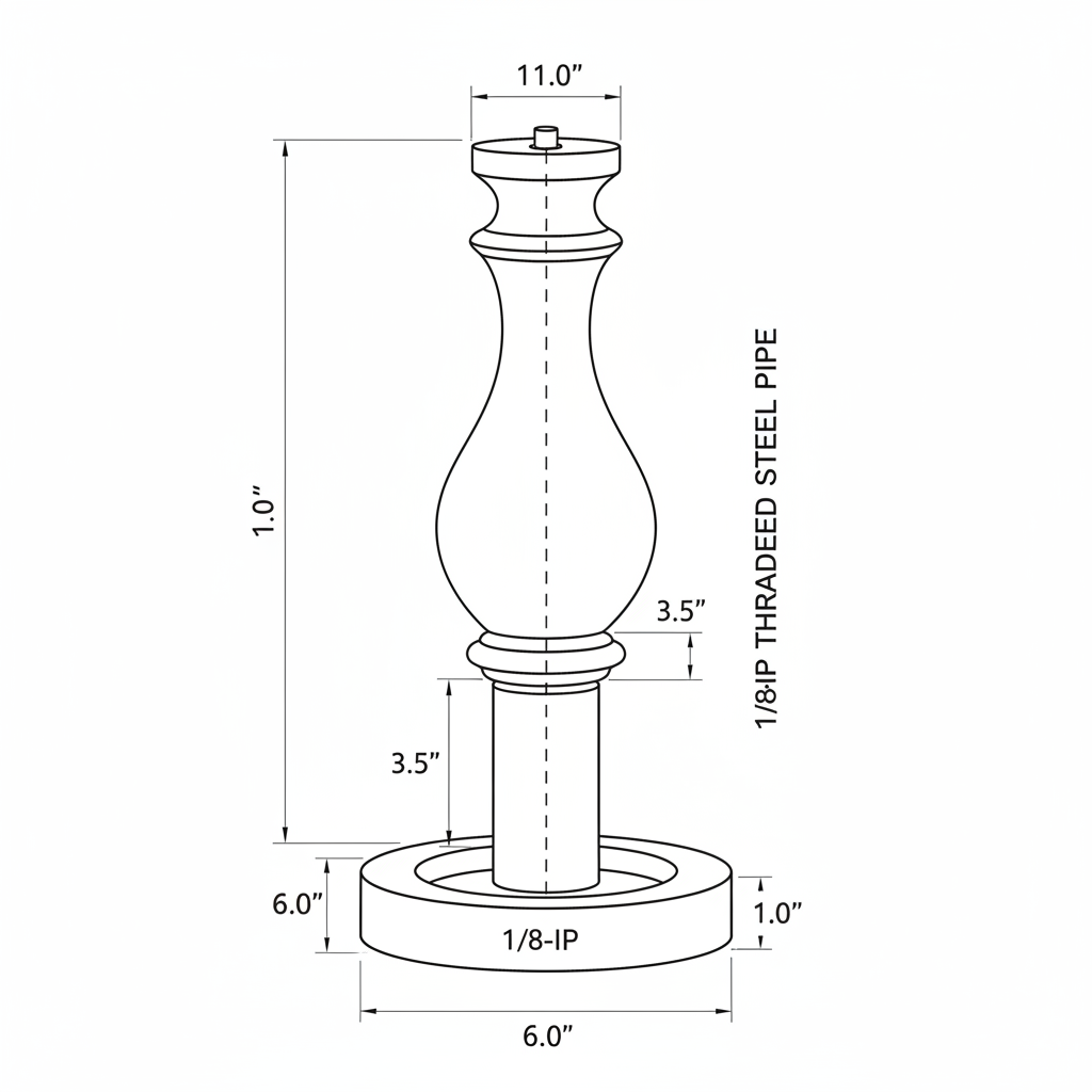 Turned wooden lamp base with hidden wiring channel