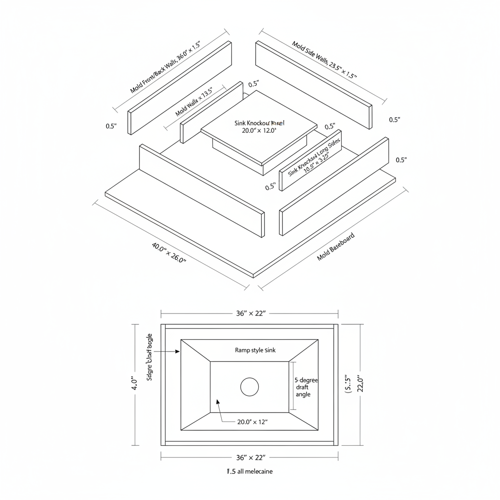 GFRC concrete sink basin for bathroom vanity